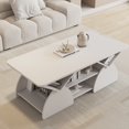 thumbnail image 5 of Modern Rectangular Coffee Table with Storage Shelves - White Engineered Wood, 5 of 10