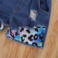 thumbnail image 5 of Bagilaanoe 2pcs Toddler Baby Girl Short Pants Set Short Sleeve Leopard Print T-shirt Tops + Ripped Denim Shorts 1T 2T 3T 4T 5T 6T Kids Casual Summer Outfits, 5 of 6
