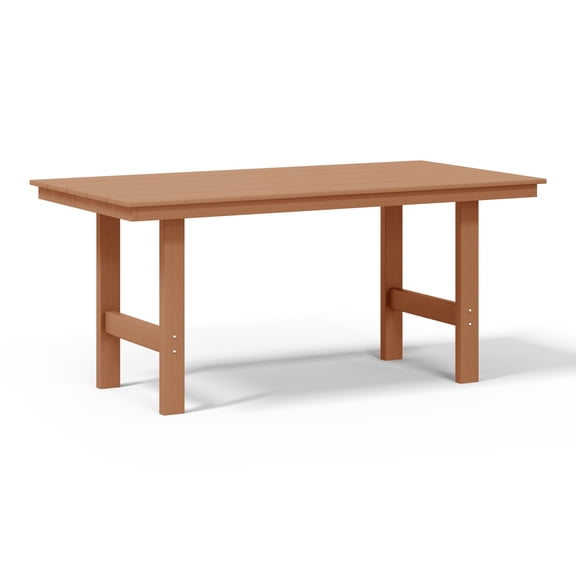 WestinTrends Ashore 66″ All-Weather Poly Lumber Rectangle Dining Table for 6, Modern Outdoor Patio Table, Teak