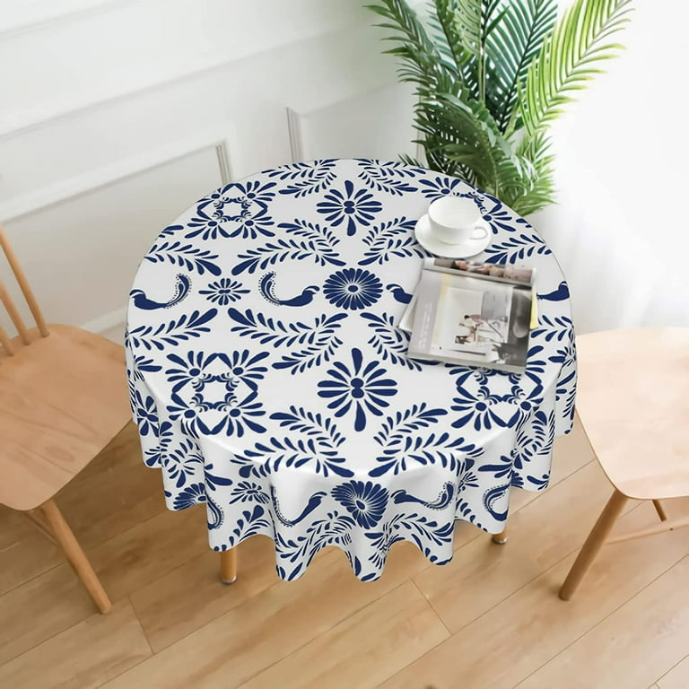 Qilmy Tovaglia Rotonda Impermeabile Messicana Talavera 152 Cm Con Foro Per Ombrellone E Cerniera – Per Esterno, Giardino E Picnic - 5