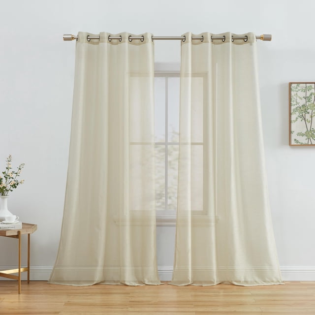 Cortina de gasa semitransparente HLC.ME para tratamiento de ventanas, 54 x 213 cm