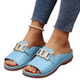 thumbnail image 7 of Xdegoge Women's Flat Slide Sandals Open Toe Summer Shoes Metal Buckle Slip On Casual Beach Vacation Comfortable Daily Walking Footwear, 7 of 7