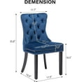 thumbnail image 4 of KCC Velvet Tufted Dining Chairs Set of 4, Back Pull Ring Design with Nailhead Trim, Solid Wood Leg Upholstered Side Chairs for Kitchen & Dining Room, Blue, 4 of 9