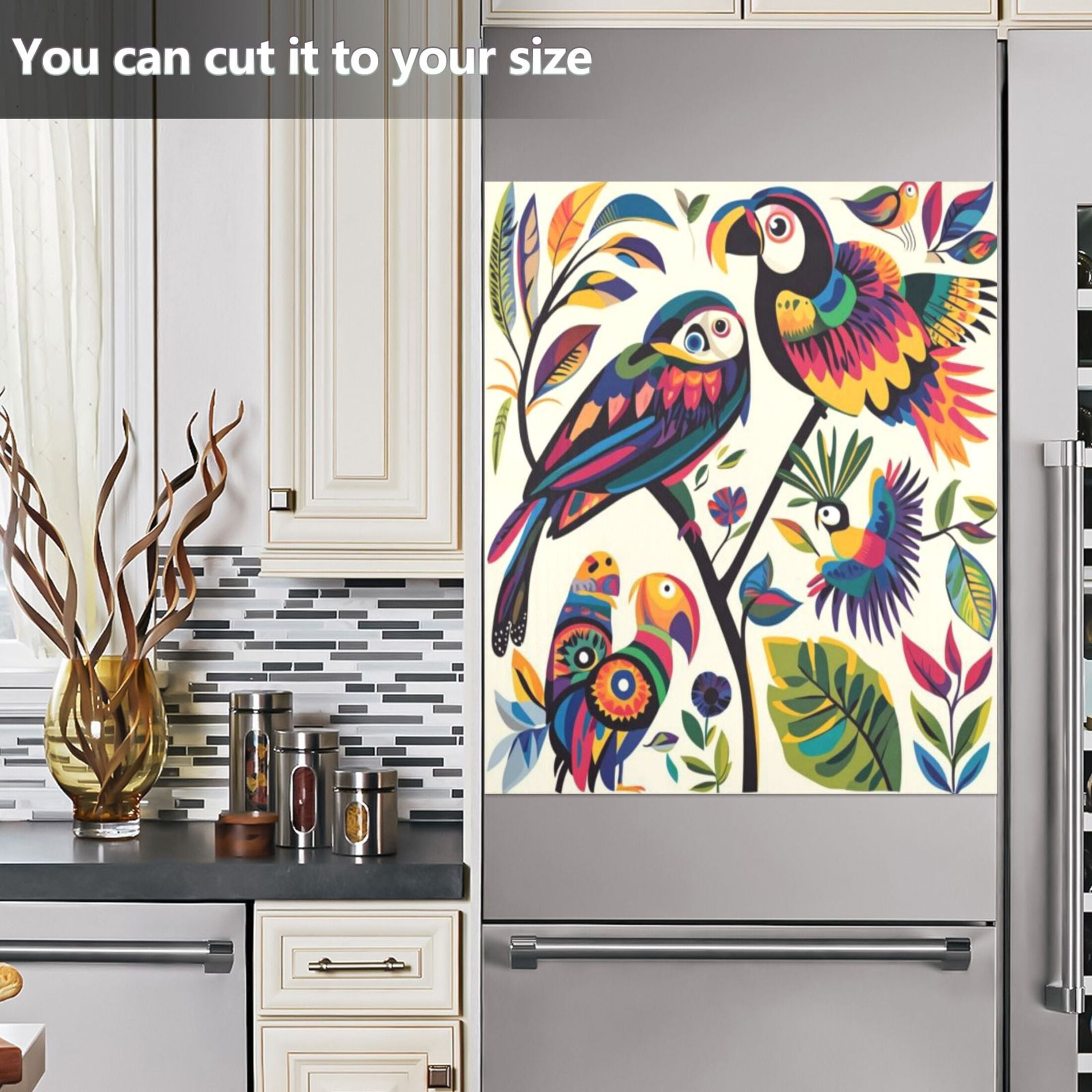 Dishwasher Magnetic Sticker 23x26 Inch Refrigerator Magnetic Sticker Washing Machine Magnetic Sticker Kitchen Panel Magnetic Sticker Home Decor Colorful Bird Flock