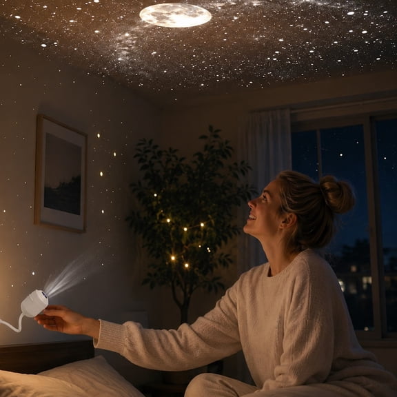 WEEEANT Star Projector Night Light USB Portable Galaxy Lamp for Bedroom Bedside Wall Ceiling Decoration Includes 1 Interchangeable Film Slide