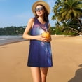 thumbnail image 3 of Naloa Planets Stars And Galaxies Print Women's Summer Spring Casual Beach Sundress,Vacation Sleeveless Tank Crewneck Loose Dresses, 3 of 7