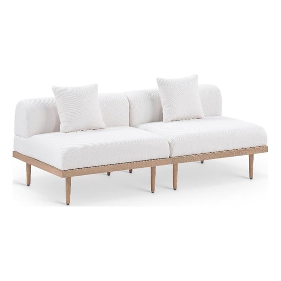 Meridian Furniture 71" Cream Laguna Olefin 2pc. Patio Modular Loveseat