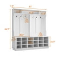 thumbnail image 7 of KULAGAGA 3-in-1 Hall Tree Storage Bench and Coat Rack with 18 Storage Cube and 6 Steel Double Hooks White, 7 of 7