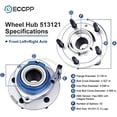 thumbnail image 5 of ECCPP Wheel Hub and Bearing Assembly, 5 Lugs, ABS, 7 lbs, 14 x 6 x 5 Inches, 5 of 6