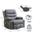thumbnail image 4 of Swivel Rocker Recliner Chair with Massage and Heat,360° Oversized Recliner Single Sofa Seat,Lazy Boy Reclining Sofa with Side Pockets, Front Pockets and Cup Holder,Heavy Duty Reclining Chair, 4 of 9