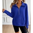 thumbnail image 5 of Previn Women's Fashion Sweatshirt Pullover Half Zip Kangaroo Pocket Regular Fit Fall Long Sleeve Lapel Sweatshirt Royal Blue Large, 5 of 5