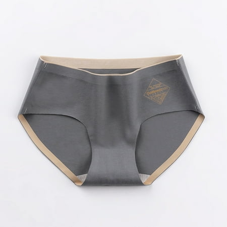 

Women s Solid Color Mid-Waist Seamless Breathable Hip-Lifting Comfortable Triple-Cornered Briefs Dark Gray XL Size