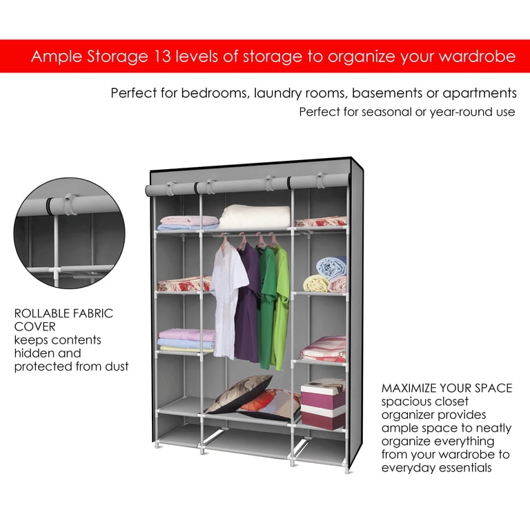 Sunbeam Clothes Rack Non Woven Fabric Closet Sunbeam 7-Tier Portable Wardrobe Closet ...