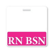 5 Pack - RN BSN Badge Buddies - Horizontal- Heavy Duty Spill Proof & Tear Resistant Cards - 2 Sided - Quick Role Identifier ID Buddy for BSN Registered Nurses - USA Printed by Specialist ID (Hot Pink)