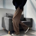 thumbnail image 6 of Pink Season Men Pants Loose Straight Wide Leg Solid Color Elastic Waist Match Top Breathable Mid Waist Men Trousers Men Clothes, 6 of 8