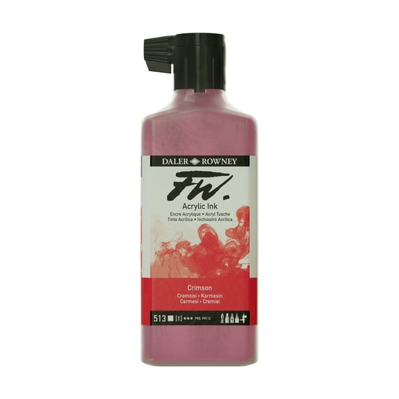 Daler-Rowney FW Acrylic Artists Ink, 6 oz. Bottle, Crimson