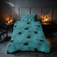 thumbnail image 2 of Homewish Spider Web Twin Duvet Cover, Happy Halloween Twin Bedding, Teal Cyan, Black Reversible 2pcs, 1 Duvet Cover and 1 Pillowcase, 2 of 7