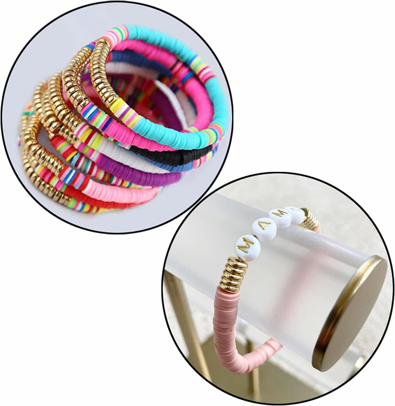 1Set Clay Disc Beads Heishi Beads Flat Round Bulk Letter Beads Gold Plated Spacer Disc Beads for Jewelry Making