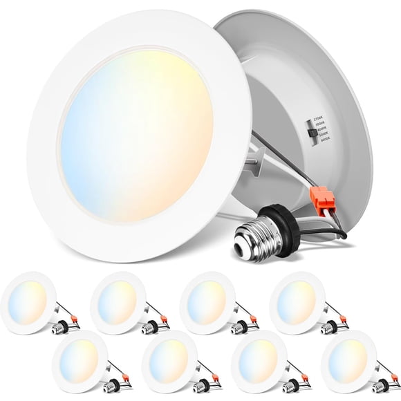 ANWIO 4 Inch 5CCT LED Recessed Lighting, 7W 700LM Dimmable IC Rated Retrofit LED Pot Lights 2700K/3000K/4000K/5000K/6000K Color Changeable 8