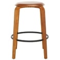 thumbnail image 5 of SAFAVIEH Luella Round Backless Counter Stool, Walnut/Black (Set of 2), 5 of 12