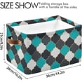 thumbnail image 4 of GZHJMY Moroccan Pliad Black Green Print Foldable Storage Bin Bedroom/Office Rectangular Canvas Basket 14.2"x10.2", 1 PCS Cube Organizer Boxes with Handles for Books/Clothes/Toys, 4 of 7