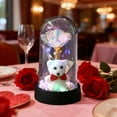 thumbnail image 4 of Kumdkd LED Rose Bear Night Light, Blue Preserved Flower and Bear with Bow in Glass Dome, Valentine's Day Gift Ornament, Romantic Decoration with Soft Glow, 6.1x3.35in, 4 of 6