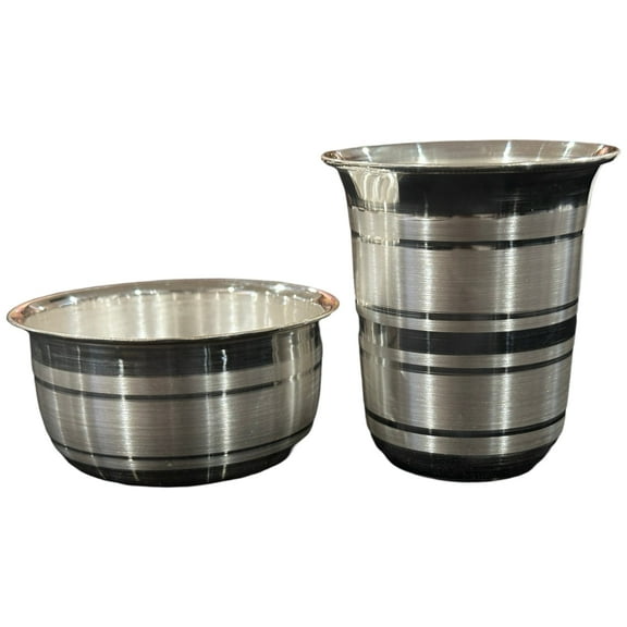 999 Pure Silver Hallmarked 150ml Glass & 100ml Bowl Set- 3.0-inch Set#02
