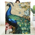 thumbnail image 2 of Creowell Peacock Flowers Lightweight Flannel Blanket for All Seasons 30x40in, 2 of 7
