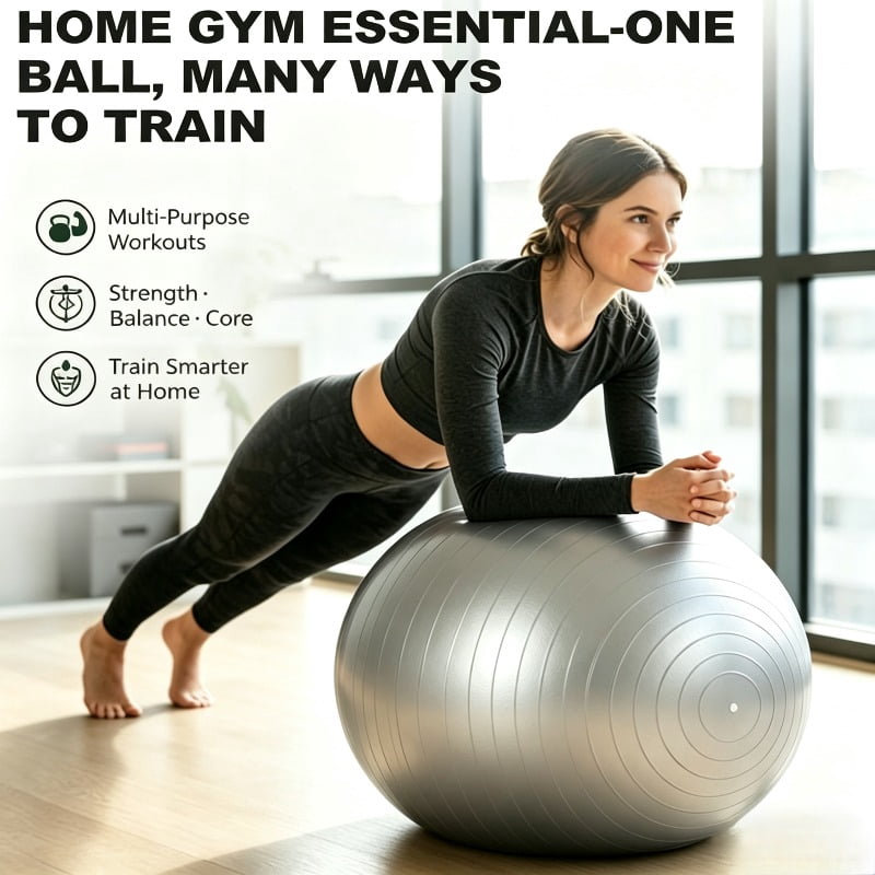 Large Pilates Exercise Ball with Air Pump - Multiple Sizes, PVC Fitness Ball, Polo Toy, Office Chair Alternative, Improves Core Stability And Flexibility
