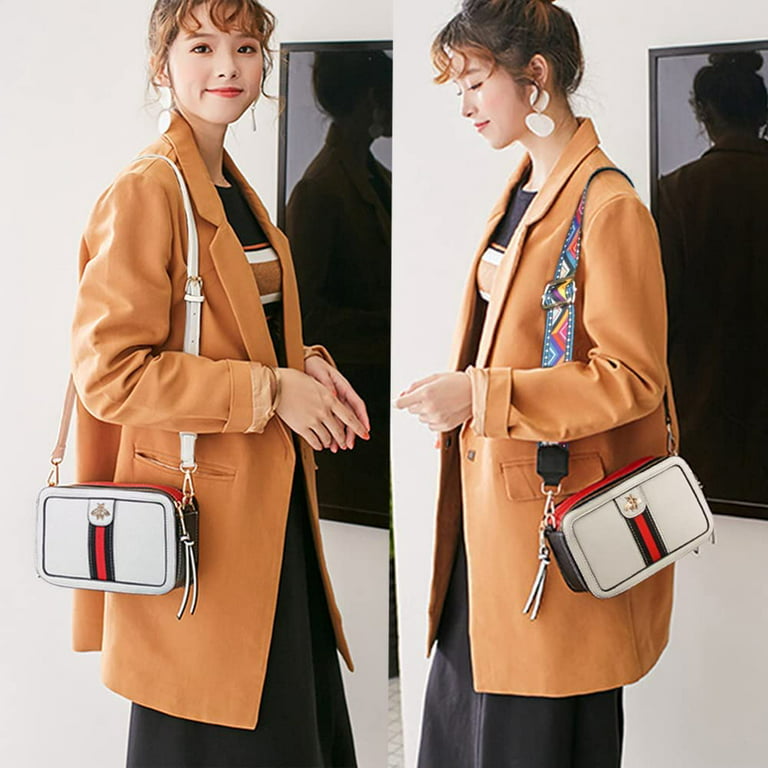 Designer Bee Crossbody Purse for Women PU Leather Shoulder Handbag Camera  Clucth 