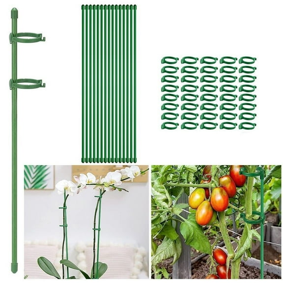 Voiceine 1 Set Adjustable Orchid Stakes with Clips Plastic Plant Support Stakes Garden Poles Plant Stakes Orchid Flower Plant Stakes Potted Plant Stakes for Orchid Rose Tomato