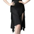 thumbnail image 3 of YM YOUMU Women Irregular Tassel Latin Skirt Elastic Waist Slit Dancewear, 3 of 4