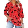 thumbnail image 2 of Babysbule Crewneck with Front Cutout 3/4 Sleeve, Position Print, Blouse & Top (Women's Plus Size), 2 of 6