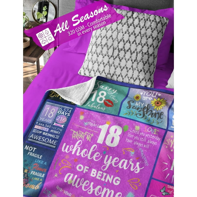 RooRuns 18th Birthday Gifts for Girls, Happy 18th Birthday Decorations  Gifts for Girl, Gifts for 18 Year Old Girl Daughter Bestie Sister, Best  18th Birthday Gift Ideas, 18th Bday Blanket 