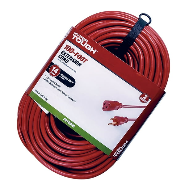 Hyper Tough 100ft 14awg 3 Prong Red For Indoor And Outdoor Use Extension Cord Walmart Com