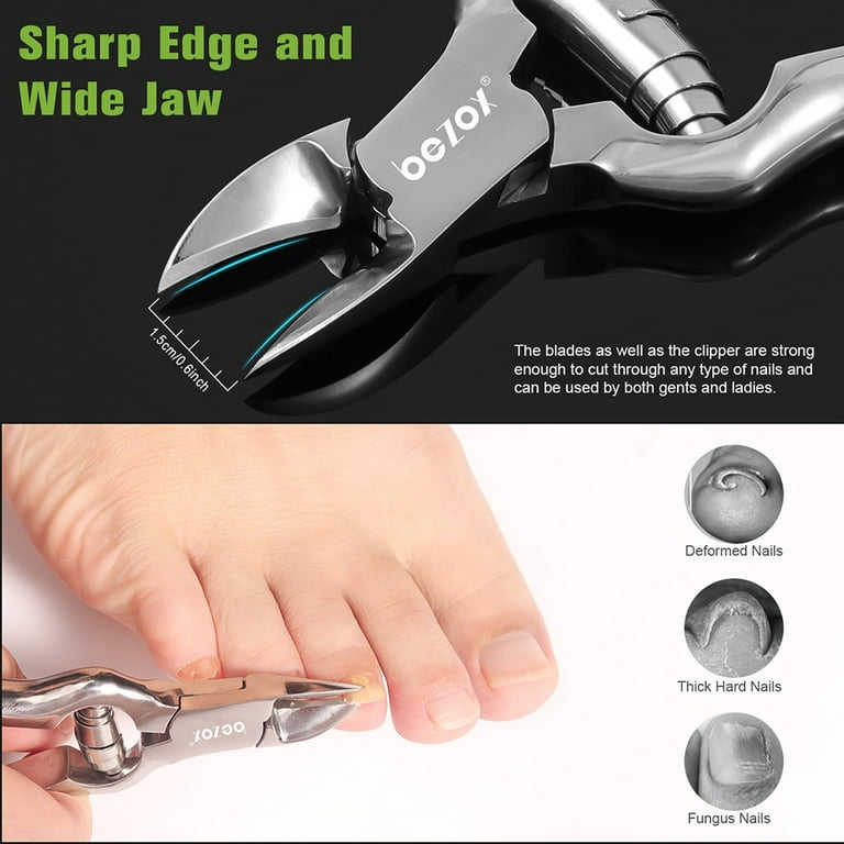 BEZOX Nail Clipper, 3PCS Set Fingernail Clippers – 2 Curved Blades and 1  Slant Cutting Edge Toenail Cutter Nail Trimmer