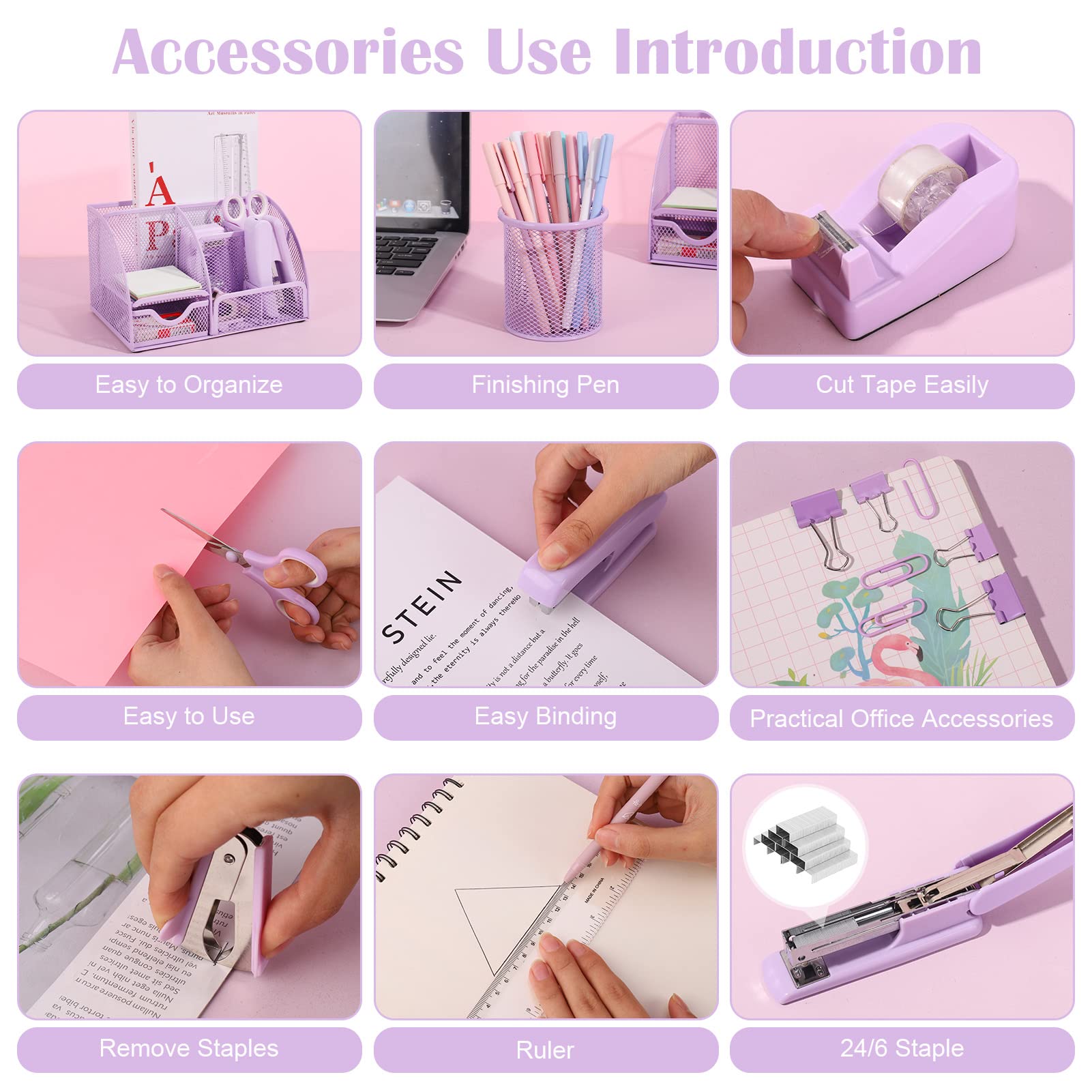 Aertyole Purple 7-Compartment Desk Organizer Set photo 6
