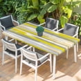 thumbnail image 2 of Yellow Gray Stripes Table Cloths for 5 Foot Rectangle Tables, Watercolor Modern Abstract Minimalist Patio Waterproof Elastic Fitted Tablecloths, Washable Rectangular Table Cover for Camping, 2 of 8