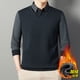 thumbnail image 4 of Blusa y camisa de manga larga con cuello vuelto para hombre, color liso, intensificación de patrón, cálida, con cuello vuelto, blusa de poliéster para hombre., 4 of 4