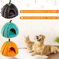 thumbnail image 2 of Lit pour Chat en Forme de Citrouille, Lits pour Chats d'Intérieur en Forme de Citrouille, Lit Grotte pour Chat, Tente pour Chat avec Coussin Amovible Orange Rouge P, 2 of 7