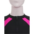 thumbnail image 6 of iEFiEL Womens Athletic One-Piece Swimsuit Zipper Short Sleeve Rash Guard Shirt Beach Bathing Suit Surf Swimwear Black Hot Pink XXL, 6 of 7