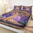 thumbnail image 4 of Homewish Bohemian Tree Of Life Queen Sheets,Vintage Stars Queen Sheet Sets,Purple Brown,4-Piece,1 Flat Sheet, 1 Fitted Sheet and 2 Pillowcases, 4 of 6