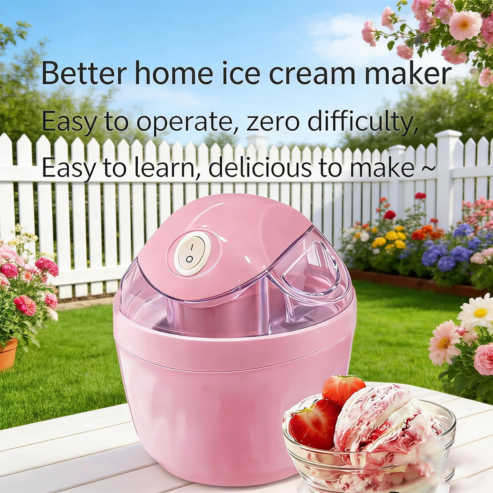 Small Home Mini Ice Cream Maker, 17oz Electric Quick 15-Minute Personal Mini Ice Cream Maker Machine with One-Touch Control for Homemade Frozen Yogurt, Frozen Treats & Sorbet for Family
