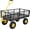 Yellow hub + black frame + yellow handlebar, variant on 900 Lbs Heavy Duty Steel Garden Cart, Outdoor Utility Yard Wagon with Removable Mesh Sides and 180° Rotating Handle, Convertible Flatbed Cart for Gardening, Lawn, and Farm Hauling, Black