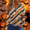 thumbnail image 2 of Trgacdwlo Womens Halloween Long Sleeve Tops Funny Pumpkin Graphic Fall Womens Henley Tops Spooky Season Womens Tunic Tops, 2 of 5
