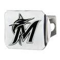 thumbnail image 1 of Fan Mat Trailer Hitch Cover 26626 Fits 2 Inch Receiver; MLB Miami Marlins Logo; Chrome Plated; Metal, 1 of 2