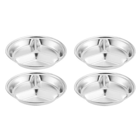 

4pcs Stainless Steel Round Divided Seasoning Plates Seasoning Holders for Home