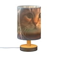 thumbnail image 2 of Orange Cat Astronaut Table Lamp USB Bedside Desk Nightstand Lamp Printed Gifts Small Lamp Wood Base for Bedroom Living Room Kids Room College Dorm, 2 of 7