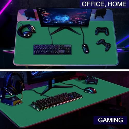 Large Gaming Mouse Pad, XXL Extended Computer Keyboard Mouse Mat with Stitched Edges, 31.5" x 15.7" Non-Slip Waterproof Rubber Base Office Big Long Mousepad for Work, Game, Office, Home, Green