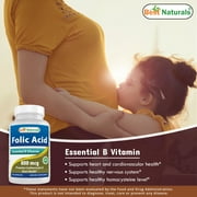 3 Pack Best Naturals Folic Acid 800 mcg 240 Capsules